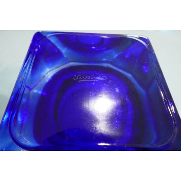 Signed JG Durand Cobalt Blue & Clear Master Salt Etched Signature & Label - Picture 8 of 11